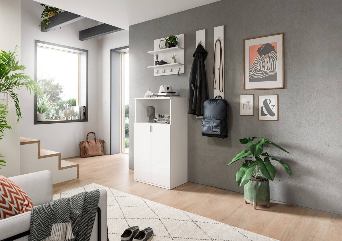 Garderobe PROJEKT X weiß weiß Hochglanz B/H/T: ca. 111x191x37 cm