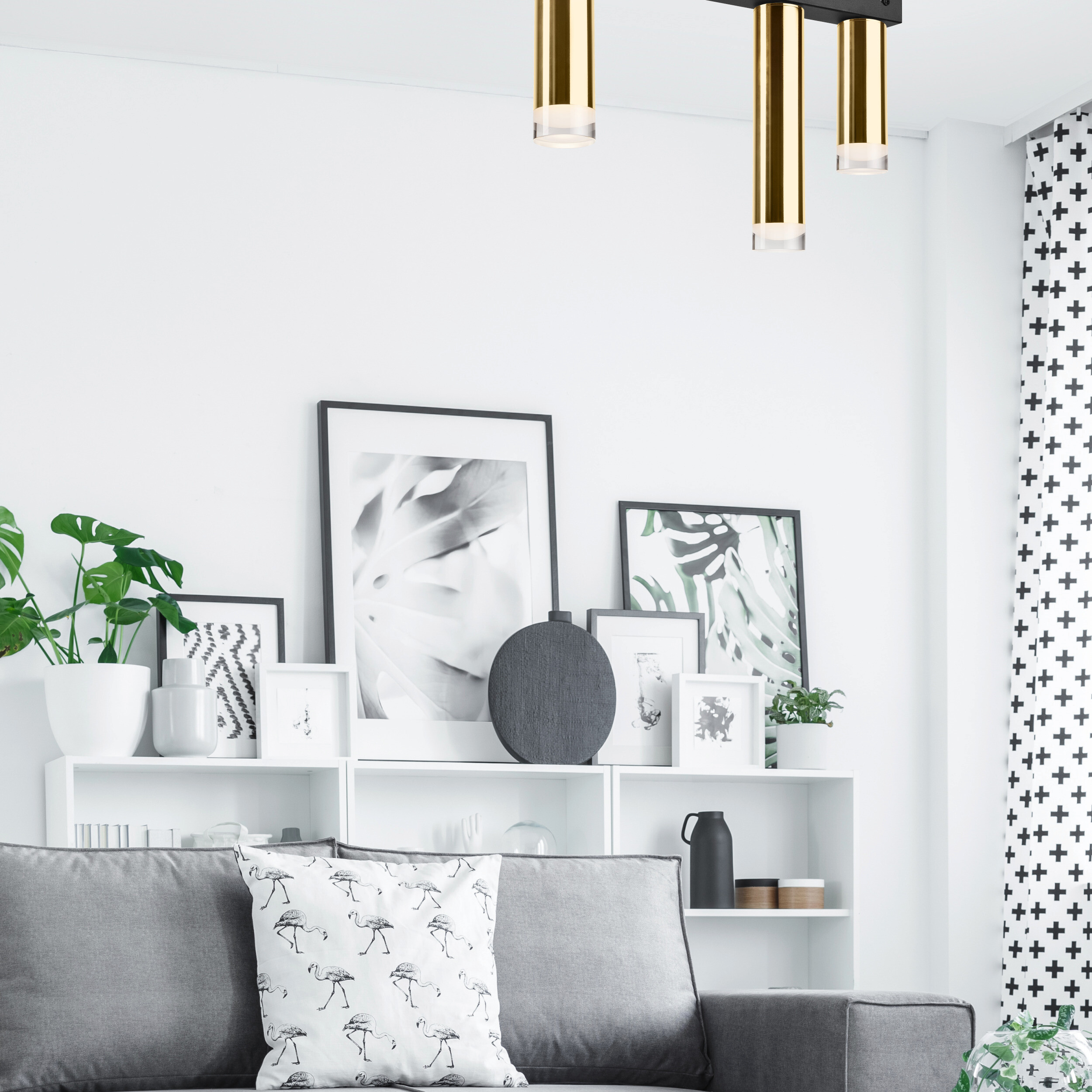 Lamkur Deckenleuchte schwarz Stahl B/H/L: ca. 8x31,5x50 cm E27 3 Brennstellen