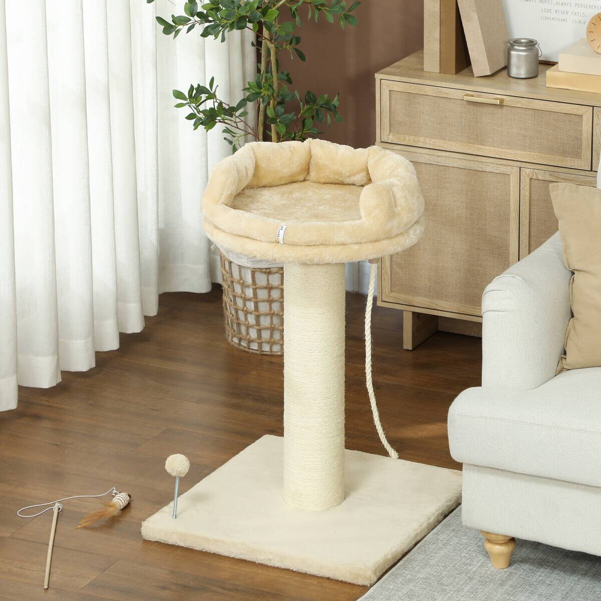 PawHut Kratzbaum beige Plüsch B/H/L: ca. 55x83x55 cm