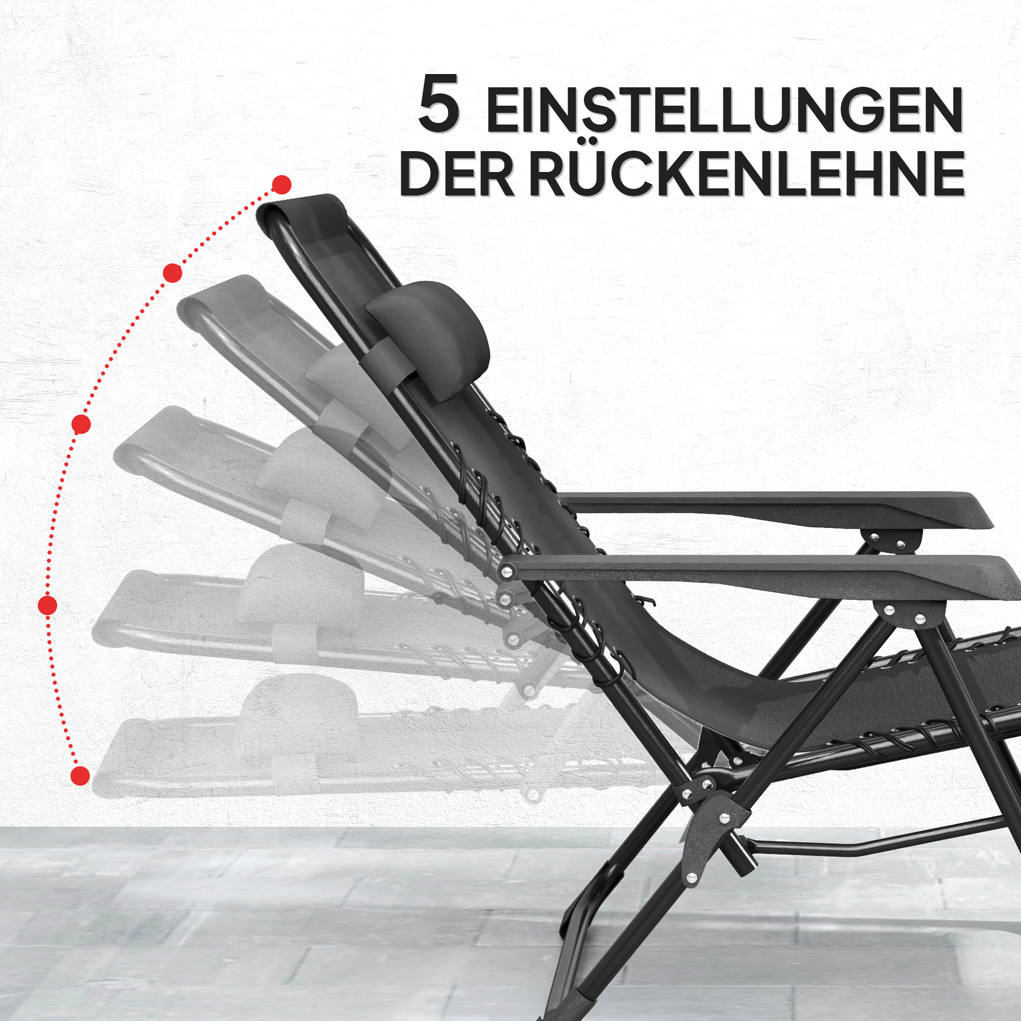 Outsunny Gartenliege 2er Set schwarz Netzstoff B/H/L: ca. 65x110x90 cm