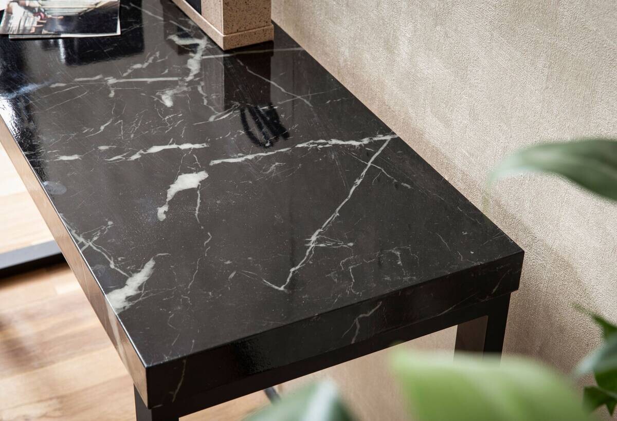 Konsolentisch schwarz Marmor Optik MDF B/H/T: ca. 120x76x40 cm