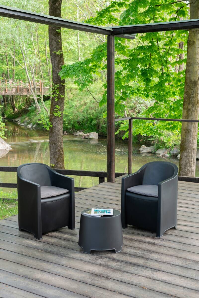 ProGarden Loungeset Luna anthrazit Kunststoff