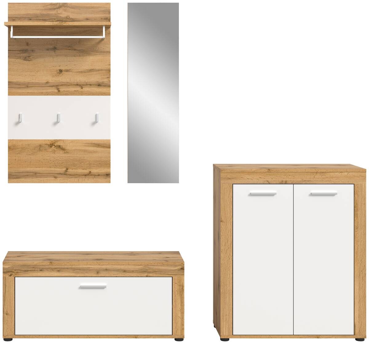 Garderobe JAM Eiche Wotan Nachbildung weiß B/H/T: ca. 200x191x35 cm