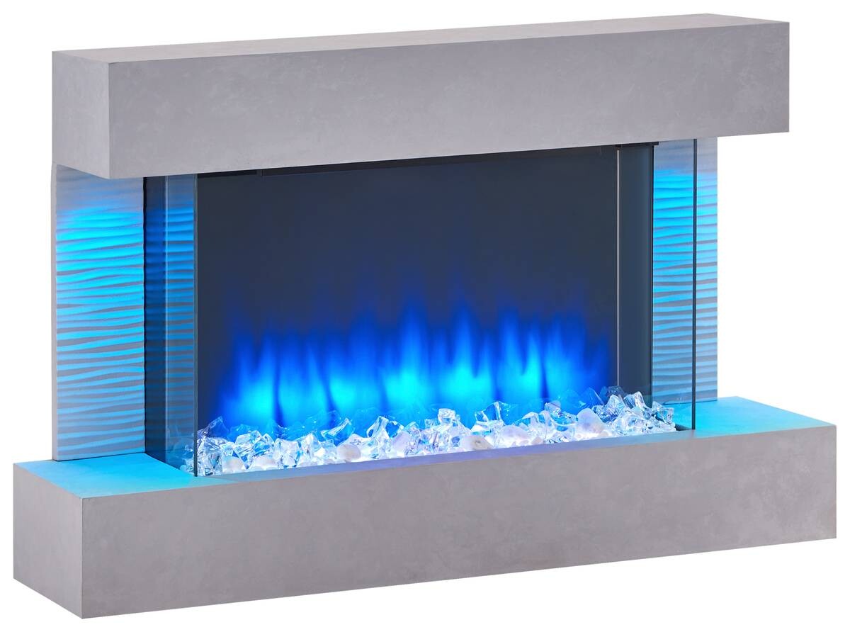 Balderia Wandkamin Elektrischer-Kamin Aidan grau MDF B/H/T: ca. 623x100x24 cm