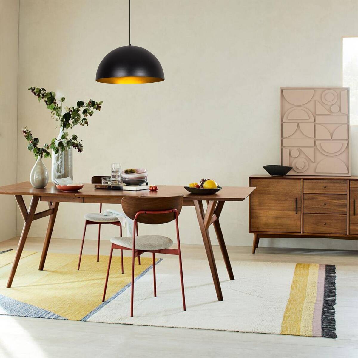 Opviq Pendelleuchte Sivani schwarz gold Eisen B/H/T/L/D: ca. 40x116x40x40x40 cm E27 1 Brennstellen