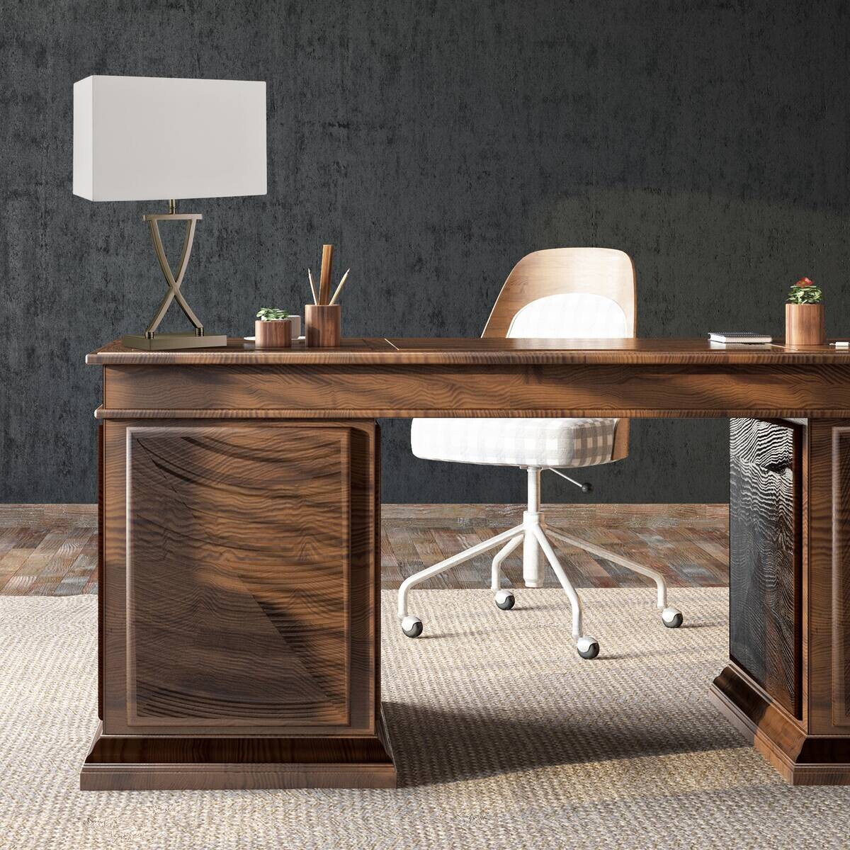 Searchlight Tischlampe Club messing weiß Stahl B/H/L: ca. 20x48,5x31 cm E14 1 Brennstellen