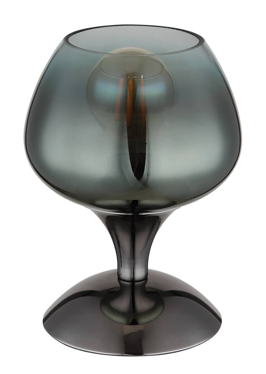 GLOBO Tischleuchte schwarz Chrom grün Textil Metall Glas H/D: ca. 20,5x15 cm E27 1 Brennstellen