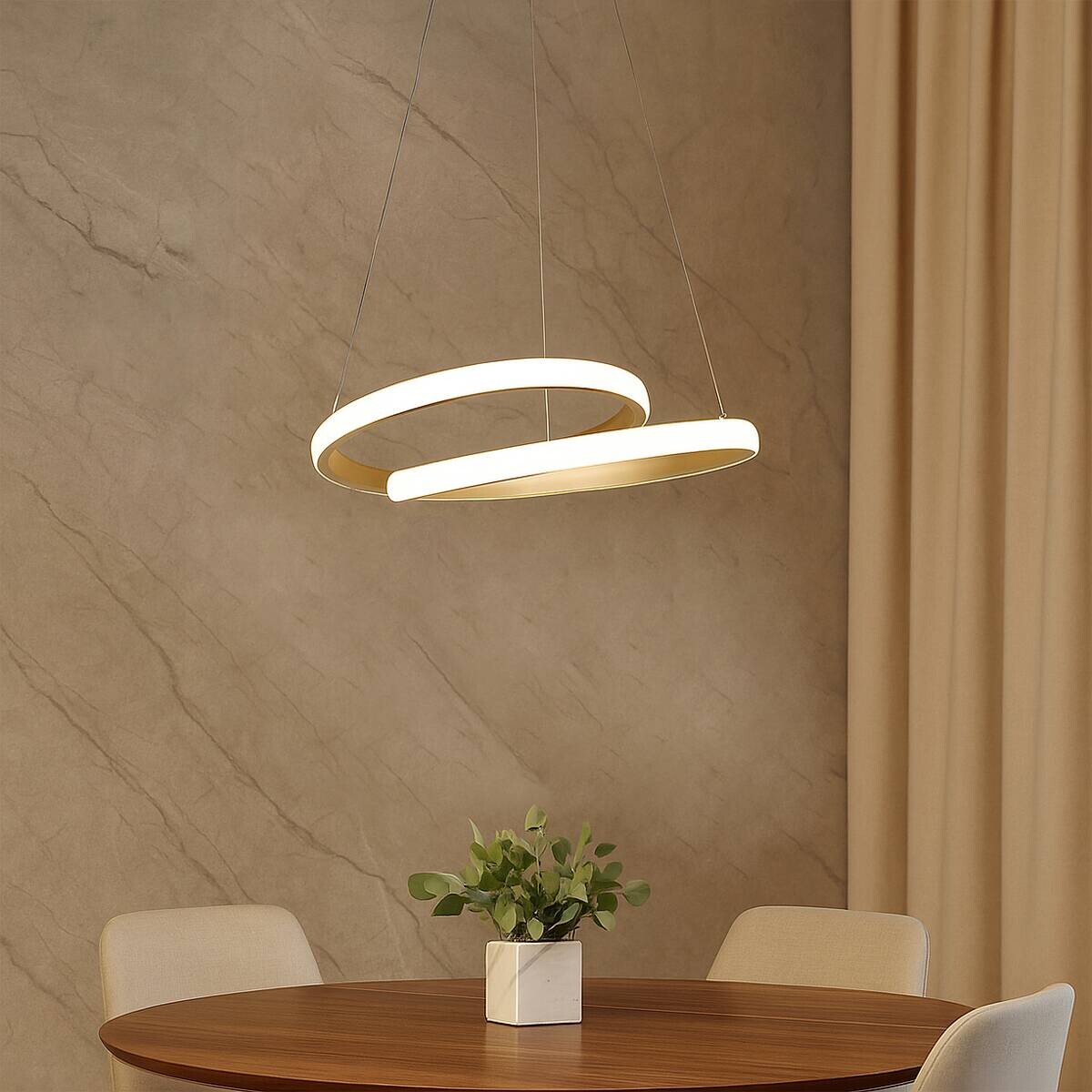 POCOline LED-Pendelleuchte Anea champagner Kunststoff H/D: ca. 120x50 cm