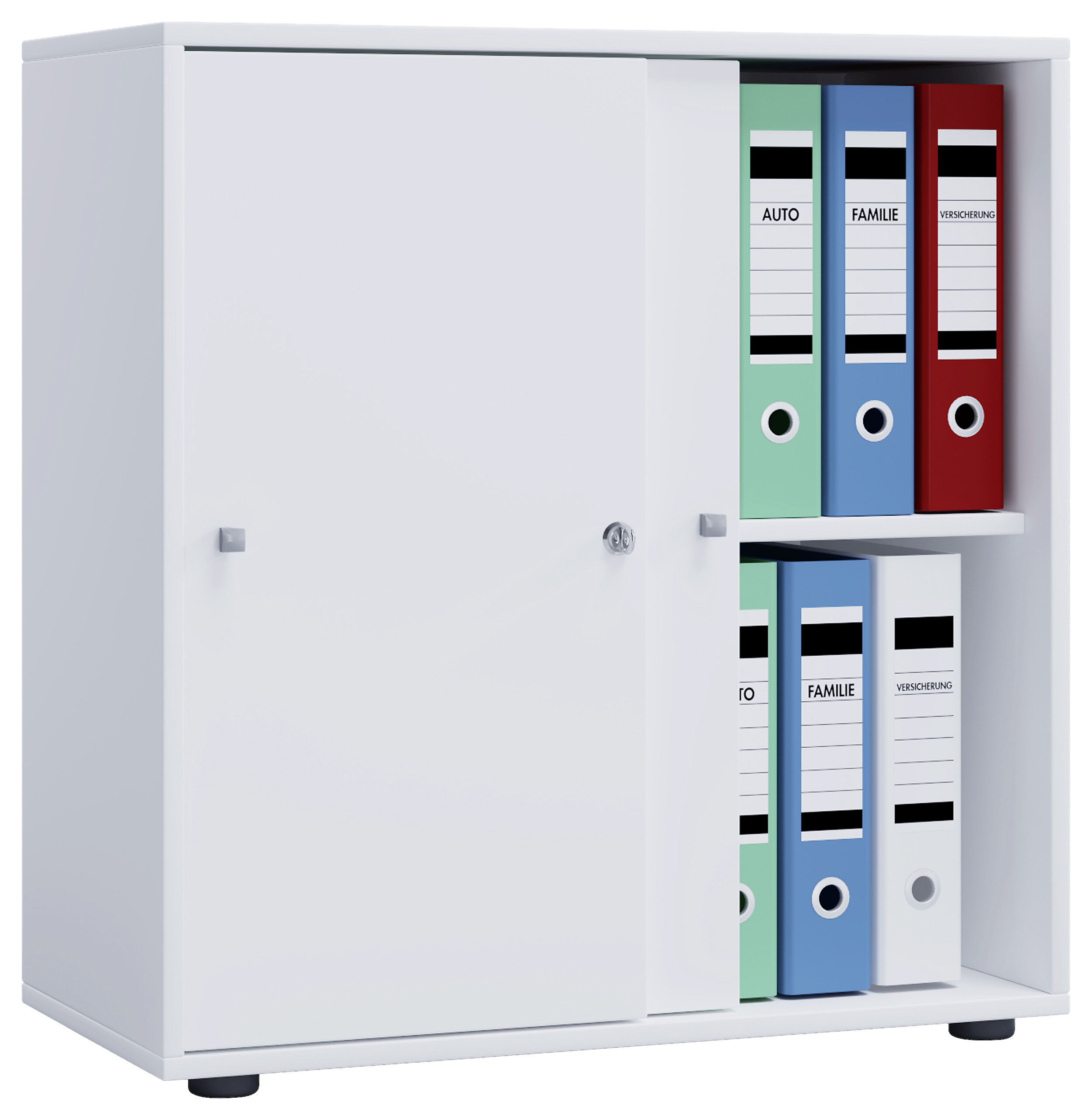 Büroschrank Lona L mit Schiebetüren weiß B/H/T: ca. 70x74x37 cm