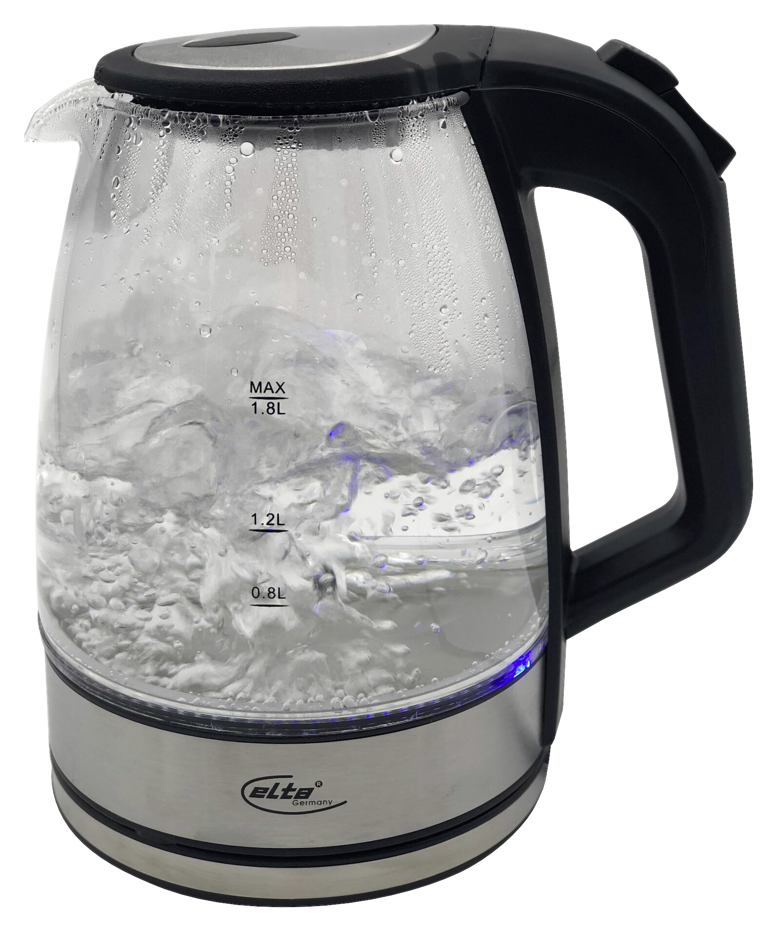 Elta Wasserkocher WK-2200.1 Edelstahl schwarz Glas ca. 1,8 l
