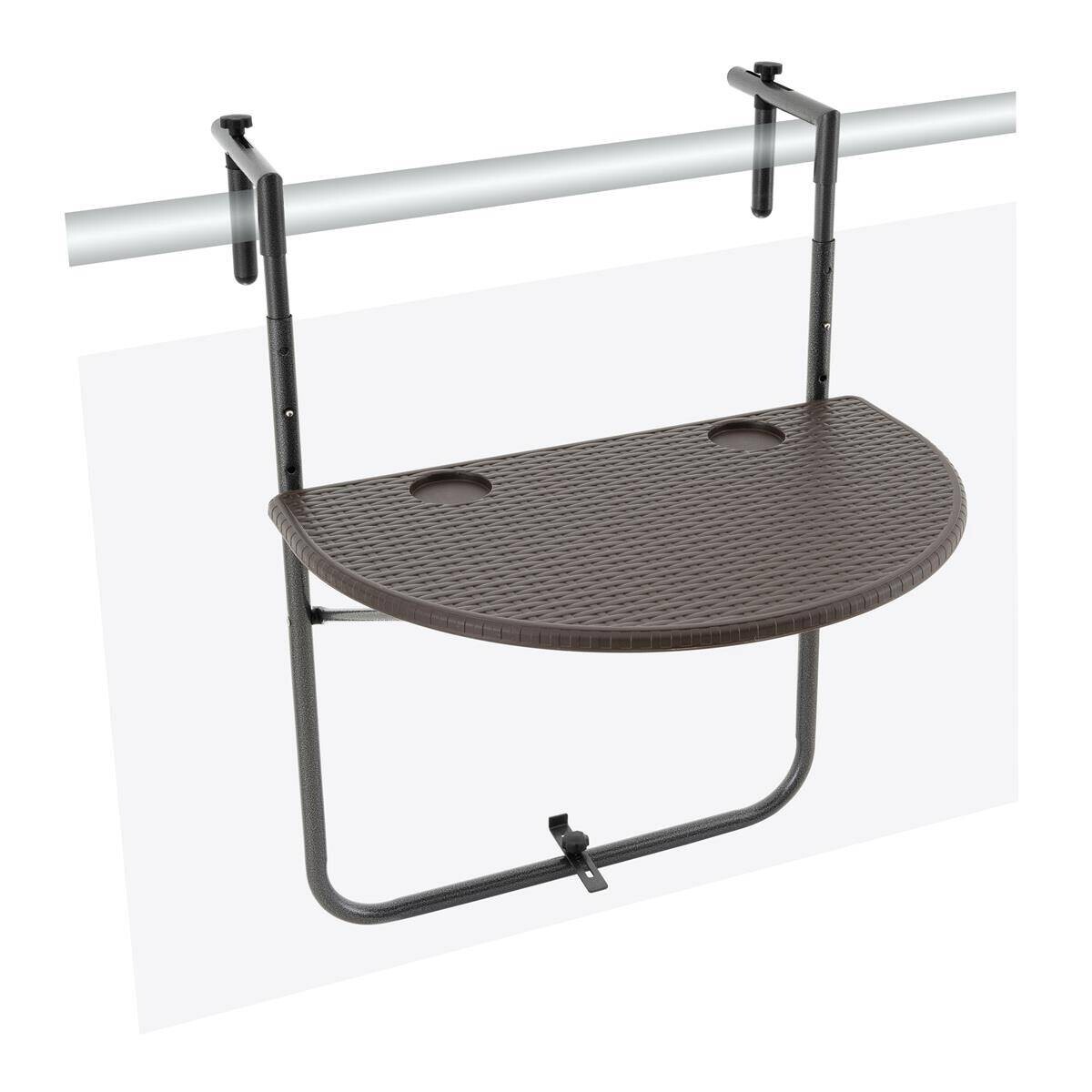 VCM Balkonhängetisch braun Polyrattan B/H/T: ca. 60x83x62 cm