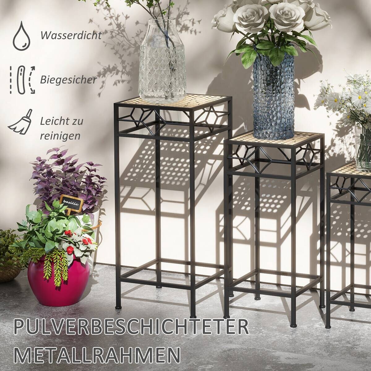 Outsunny Pflanzständer gold Edelstahl B/H/L: ca. 28x28x66 cm