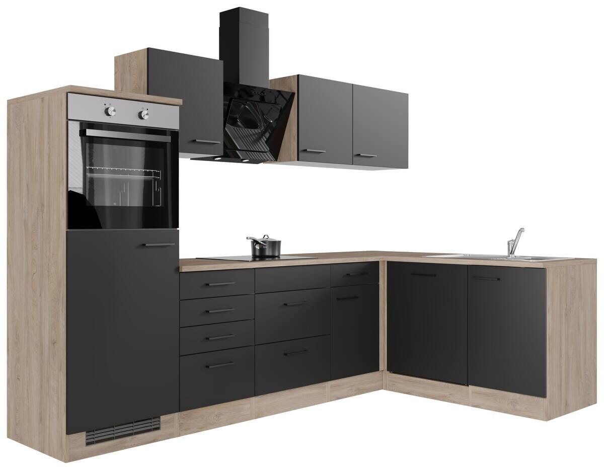 Winkelküche Capri schwarz matt B/H/T: ca. 280x200x60 cm