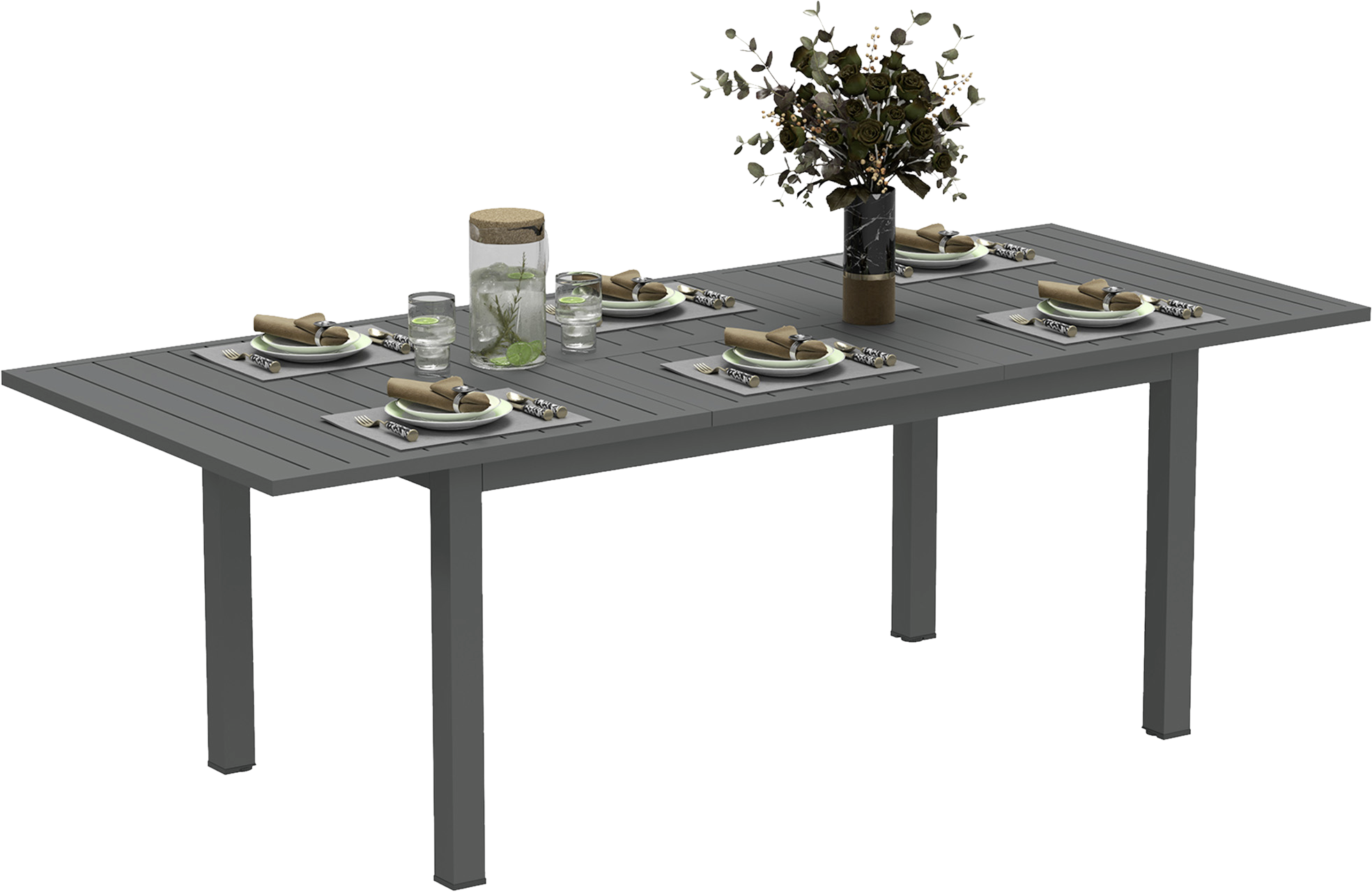 Outsunny Gartentisch grau Aluminium B/H/L: ca. 90x73x220 cm