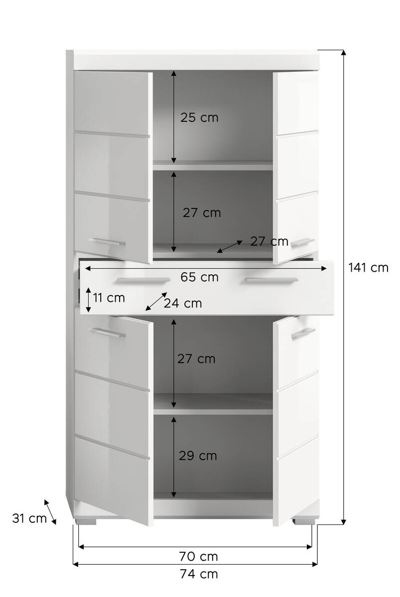 Badezimmer-Set Scout weiß weiß Hochglanz B/H/T: ca. 74x141x31 cm