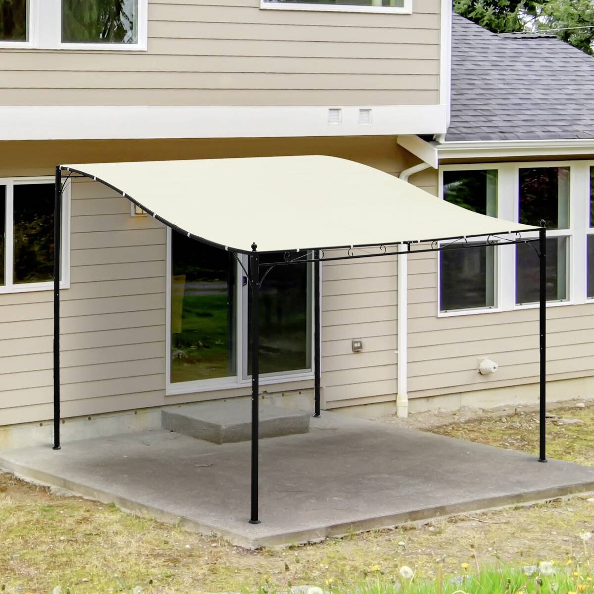 Outsunny Terrassenüberdachung creme Eisen B/H/L: ca. 297x245x297 cm