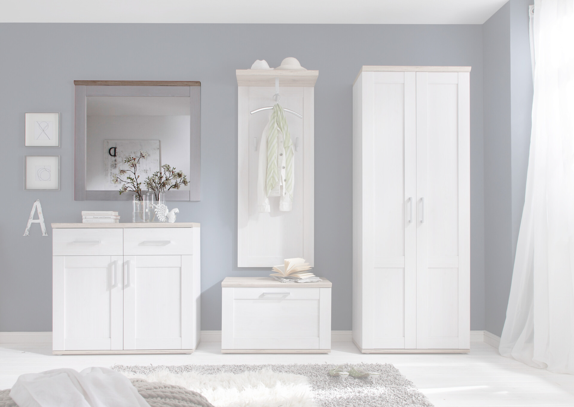 Wandspiegel Romance Sibiu Lärche Nachbildung Eiche San-Remo Nachbildung B/H/T: ca. 96x92x4 cm