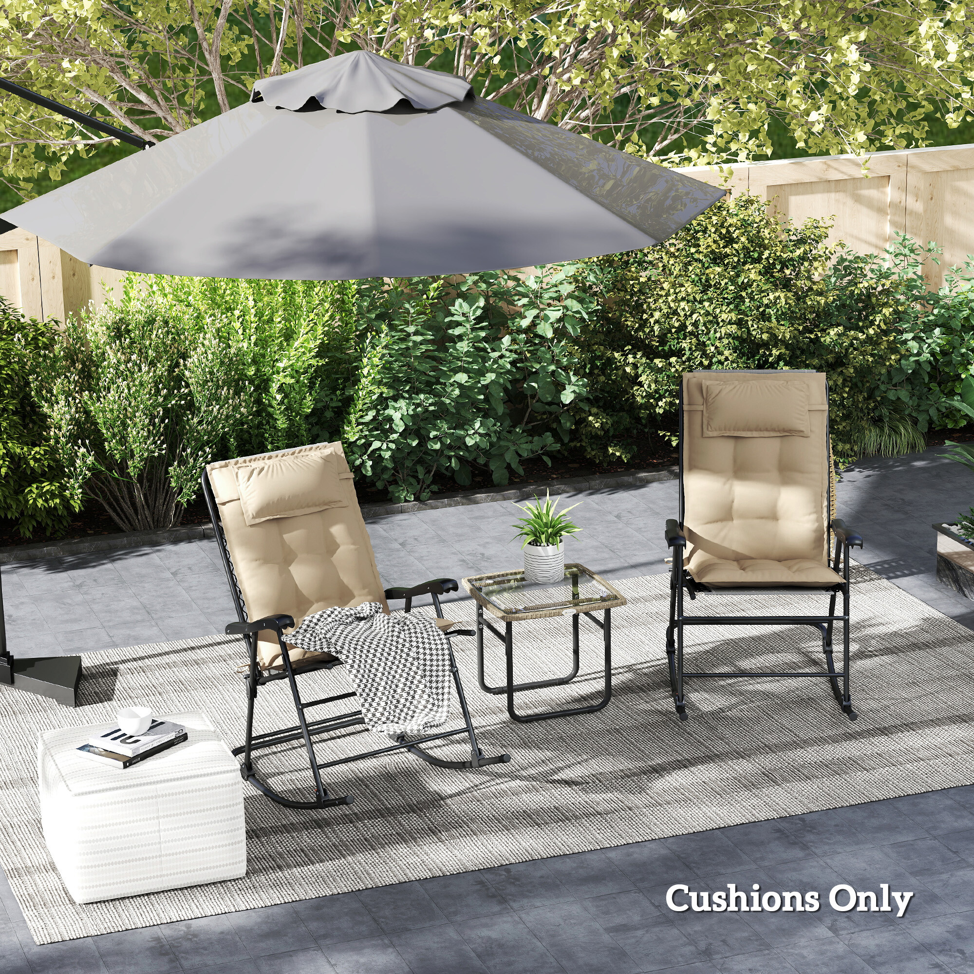 Outsunny Liegenauflage 2er Set beige Polyester B/H/L: ca. 50x5x116 cm