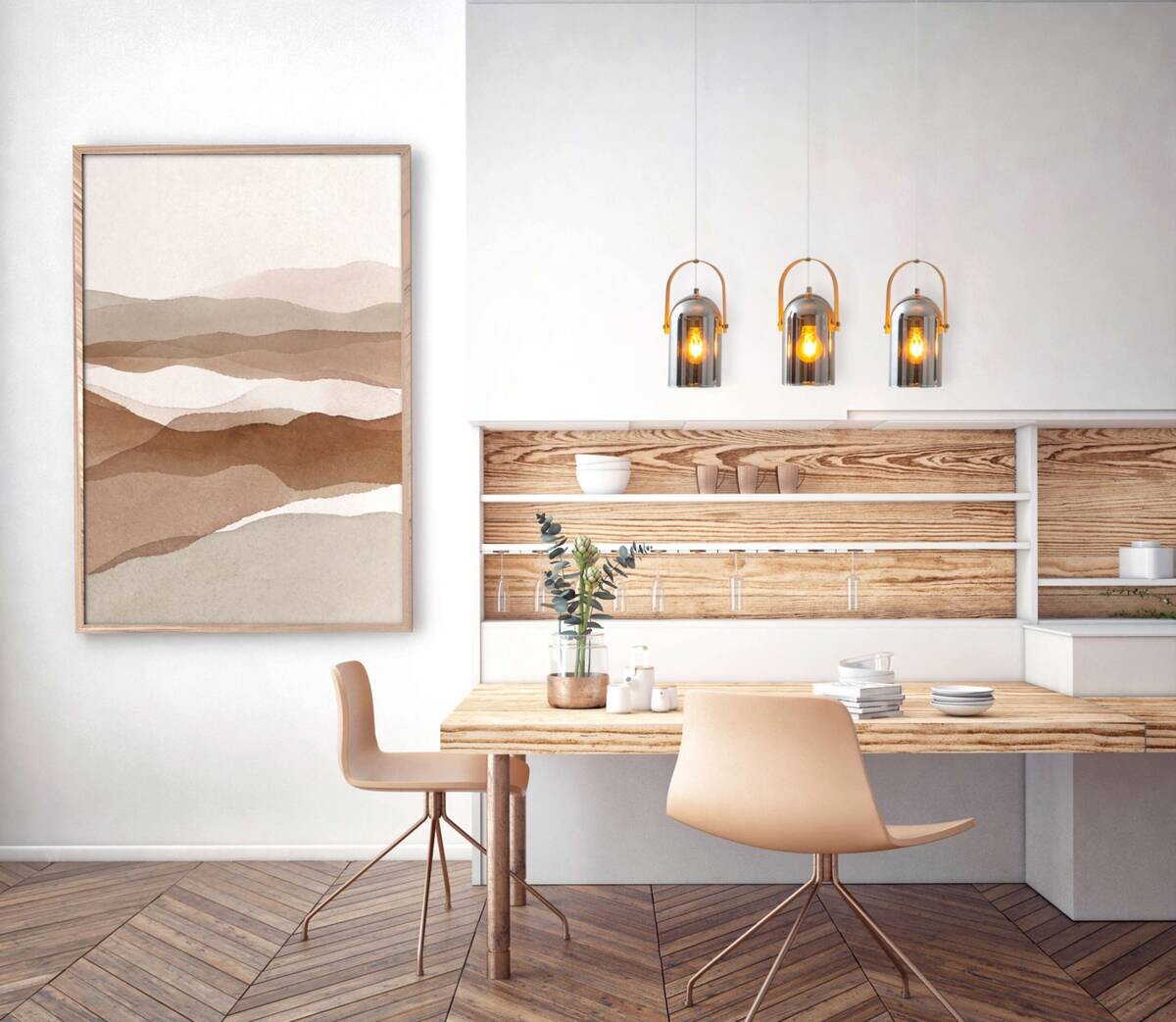 Näve Leuchten Pendelleuchte 7086159 silber Glas Metall B/H/T: ca. 64x141x11,5 cm E27 3 Brennstellen