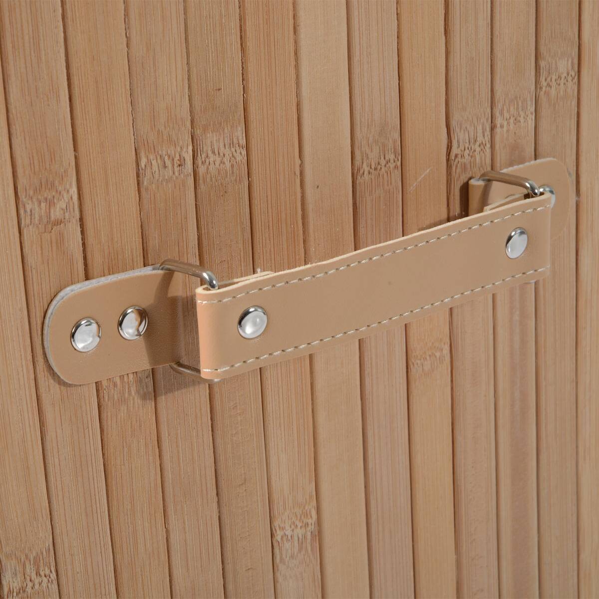 HOMCOM Wäschekorb mit 2 Tragegriffen natur Bambus Stoff Kunststoff B/H/L: ca. 30x60x40 cm