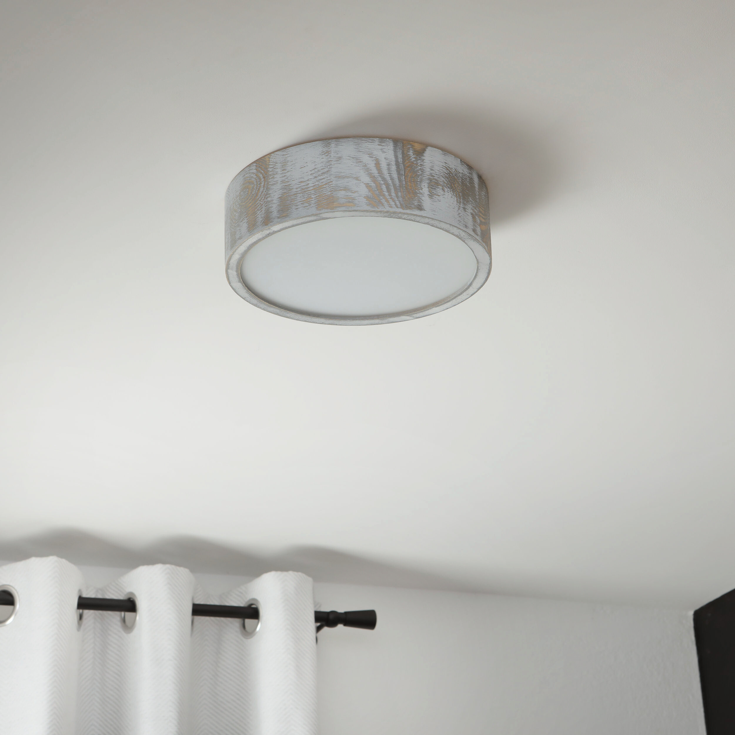 Lamkur Deckenleuchte hellbraun weiß Glas Holz B/H/L: ca. 28,5x12x28,5 cm 1 Brennstellen