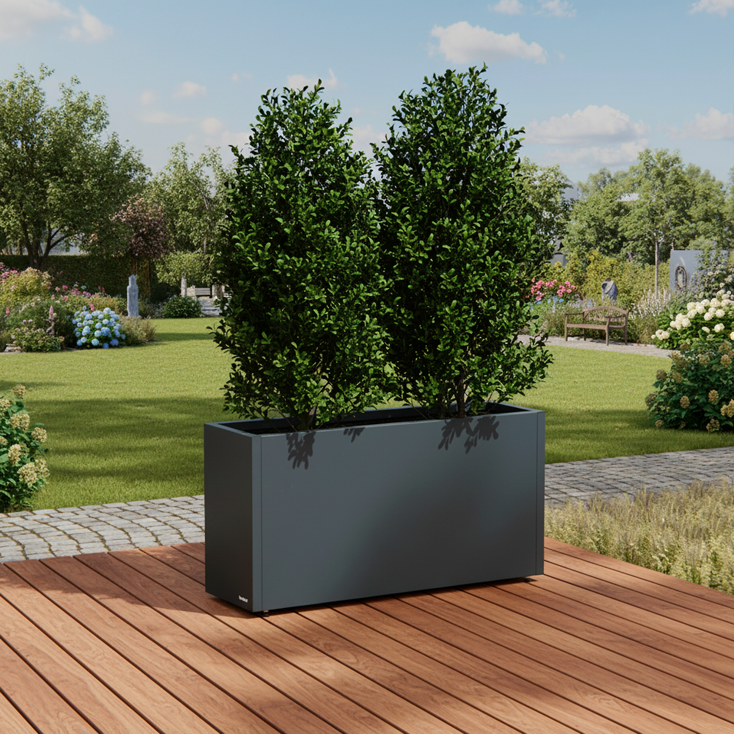 Herstera Garden Pflanzkübel Cube anthrazit Metall B/H/L: ca. 100x50x30 cm