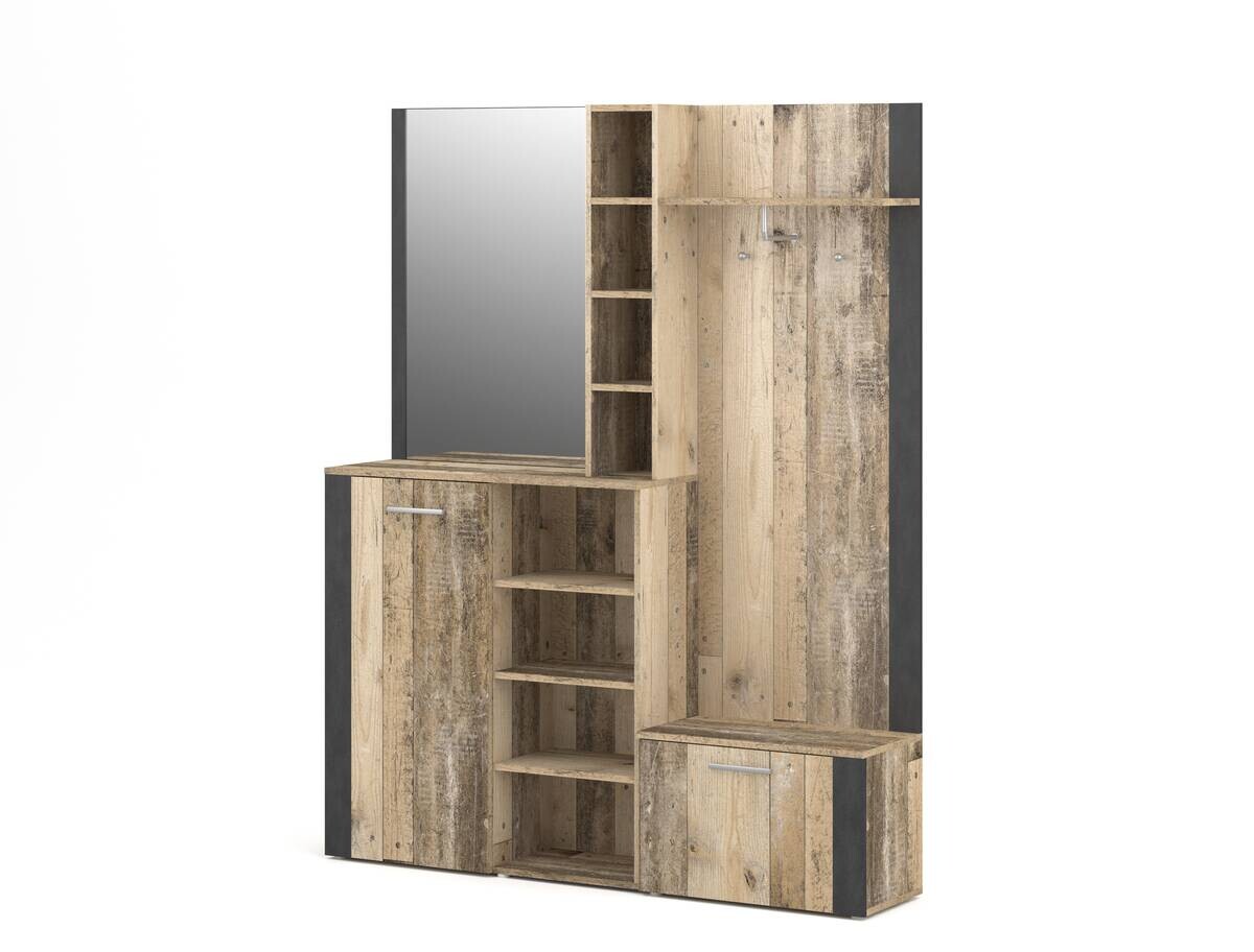 Garderobe BARRY Eiche Old Wood Nachbildung anthrazit B/H/T: ca. 150x190x32 cm