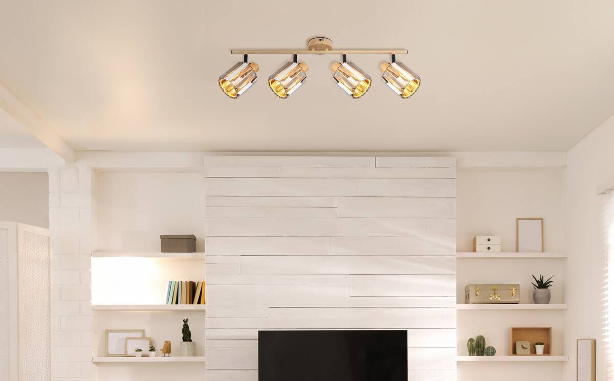 GLOBO Spot RUN 80040446 braun Rauch Metall Glas B/H/L: ca. 64x15x9 cm E14 4 Brennstellen