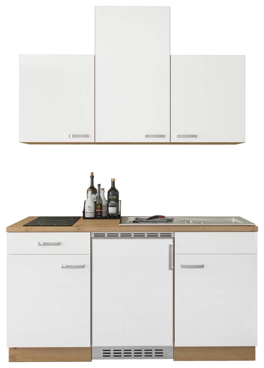 Singleküche Benno weiß Hochglanz B/H/T: ca. 150x230x60 cm