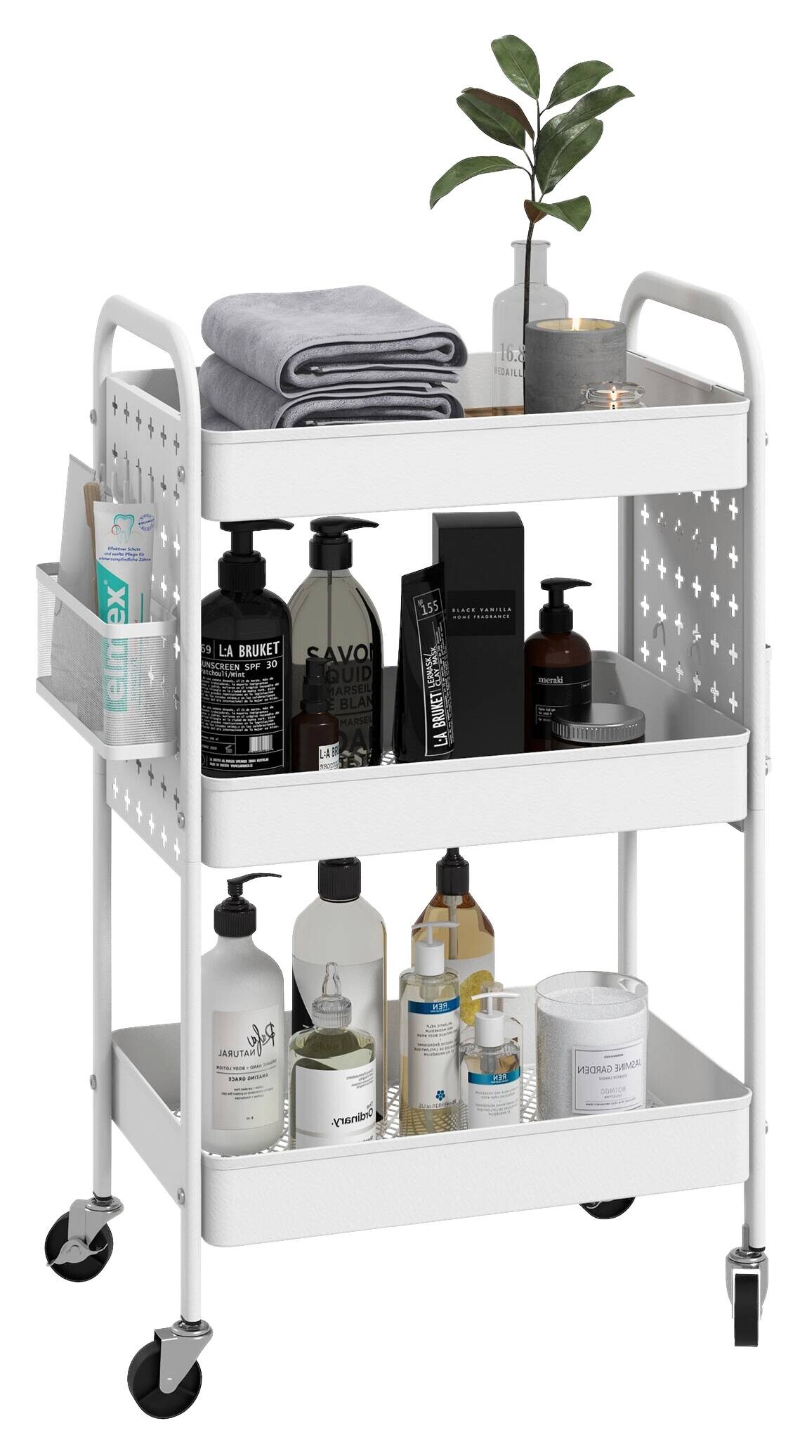 HOMCOM Küchenwagen weiß Edelstahl B/H/L: ca. 30,5x53,5x75 cm