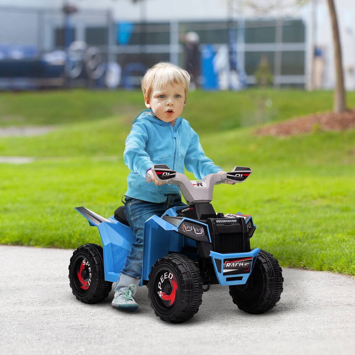 HOMCOM Elektroauto für Kinder blau B/H/L: ca. 41,5x48,5x70 cm