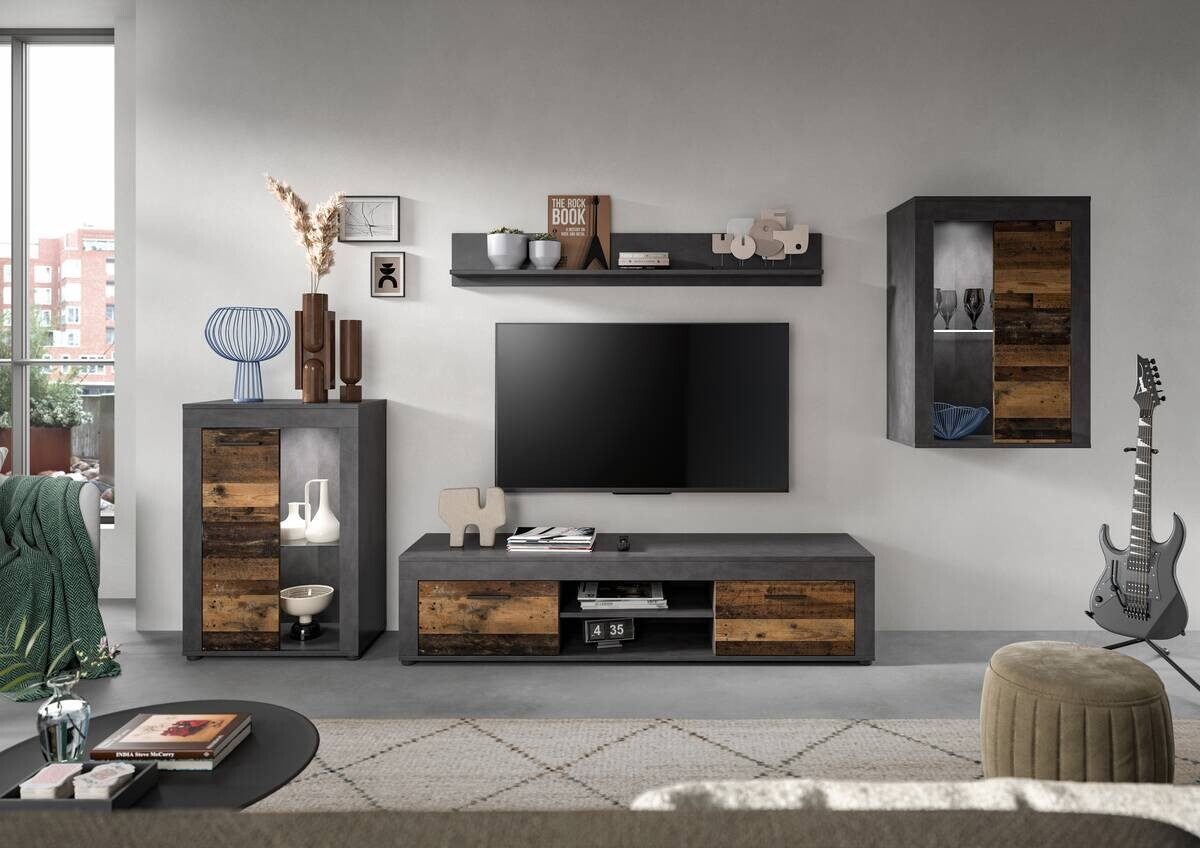 Wohnwand Jam Matera Nachbildung Old Wood Nachbildung B/H/T: ca. 169x310x35 cm