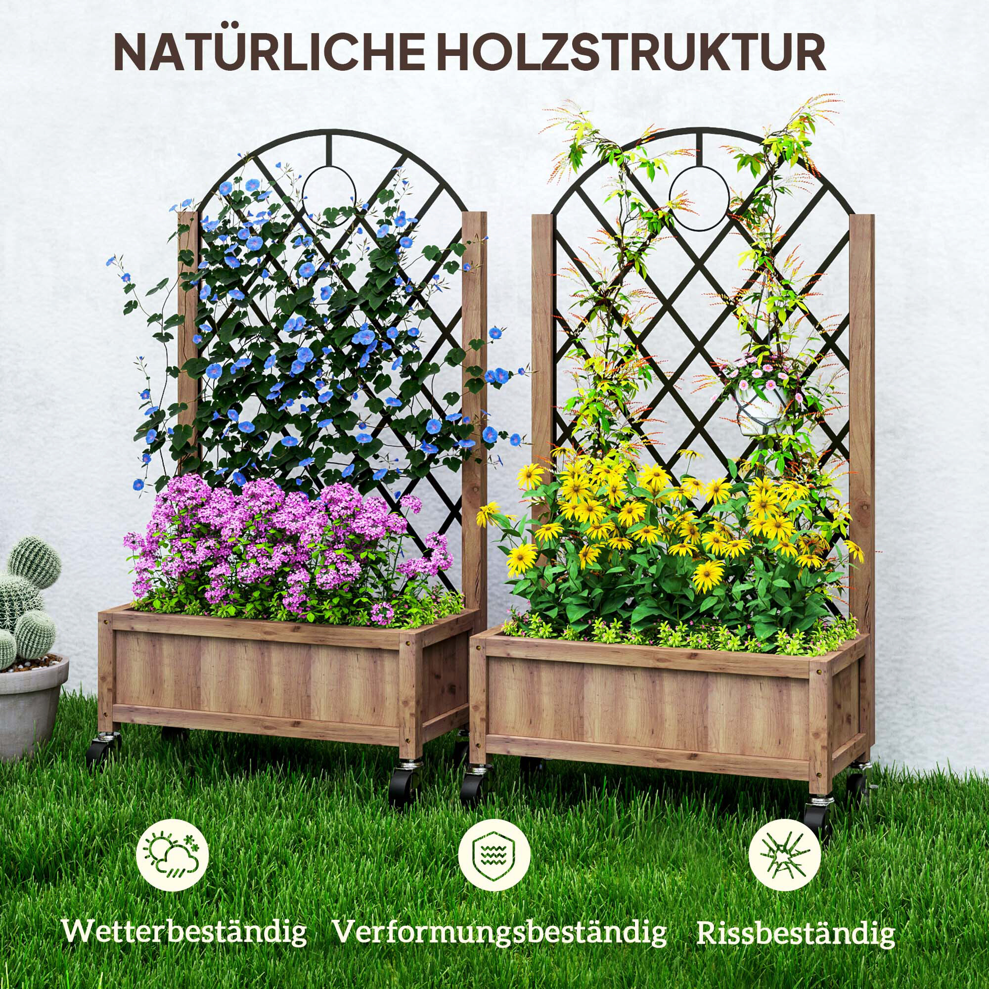 Outsunny Hochbeet 2er Set braun Holz B/H/L: ca. 25x97x52 cm