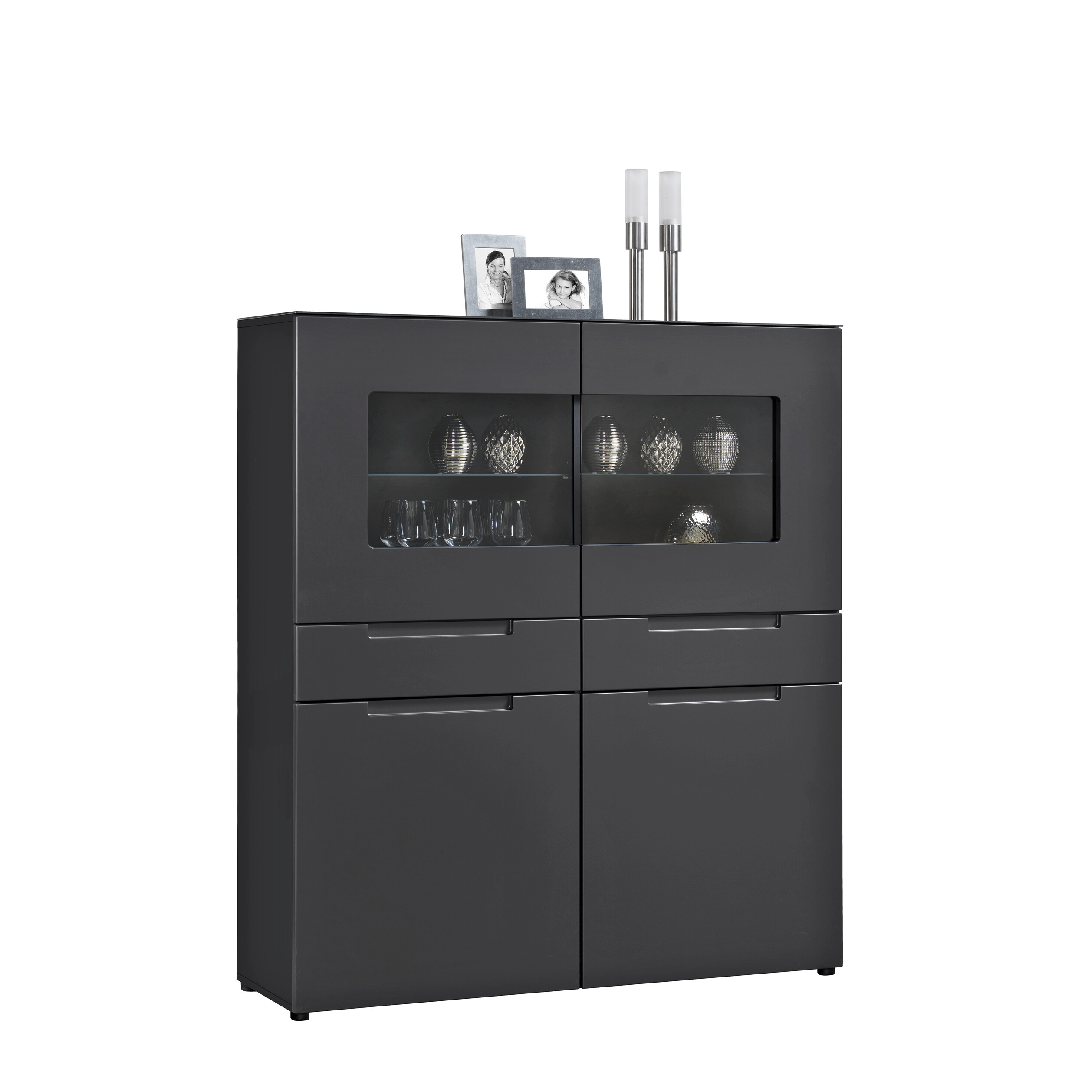 Highboard Mailand anthrazit matt MDF B/H/T: ca. 128x147x40 cm