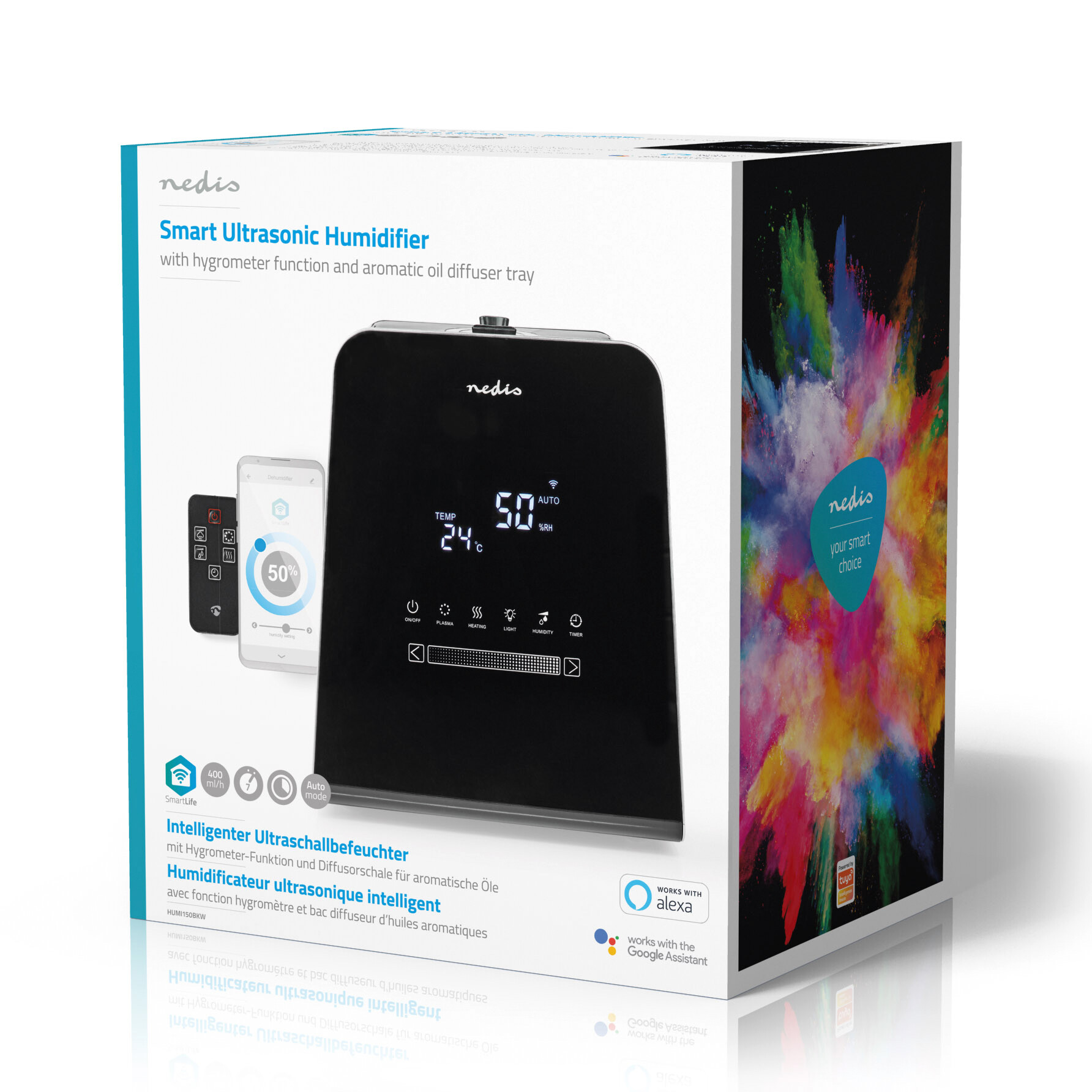 Nedis Luftbefeuchter schwarz Kunststoff B/H/L: ca. 28x31,5x19 cm