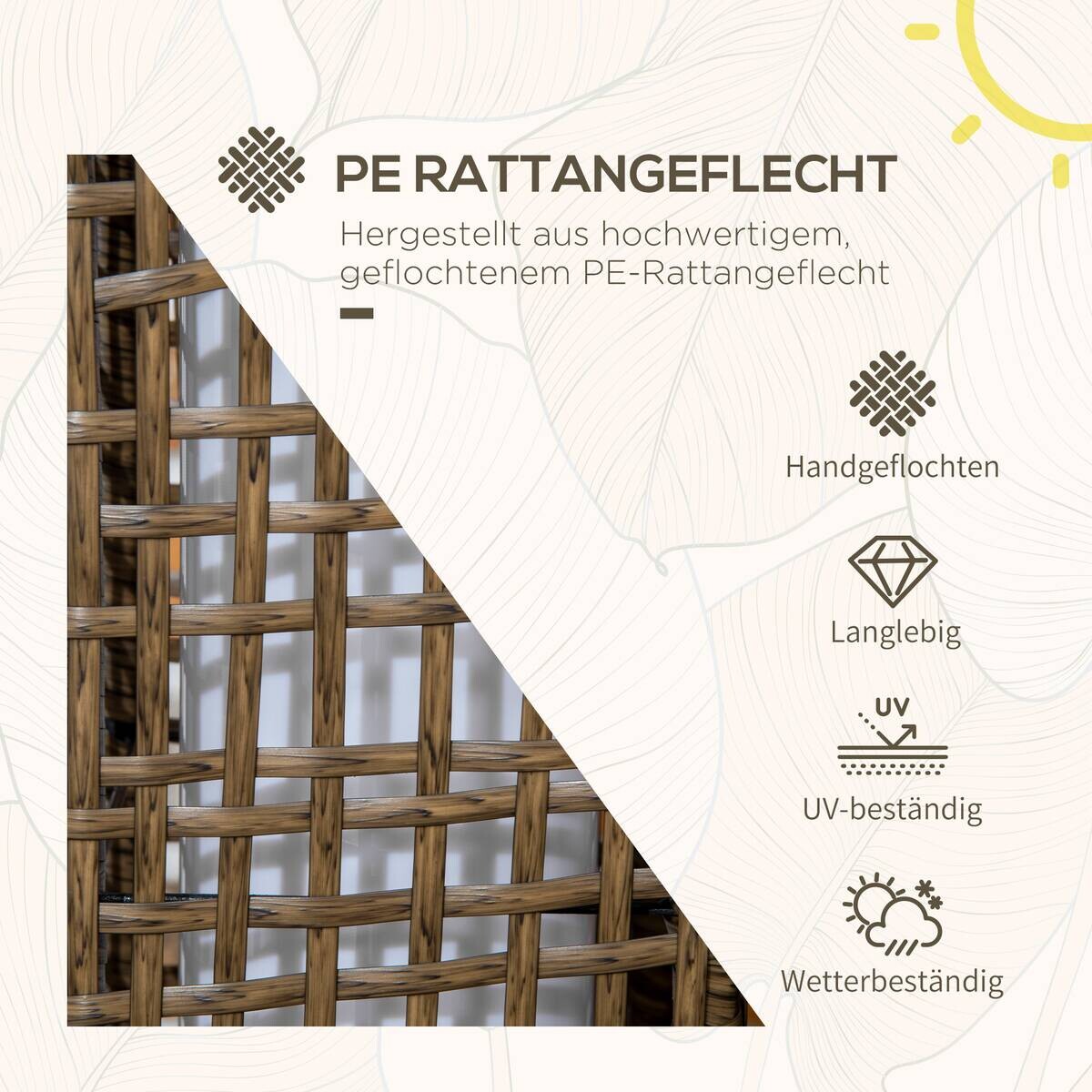 Solarleuchte sand Polyrattan Edelstahl Polypropylen B/H/L: ca. 15,5x15,5x46 cm