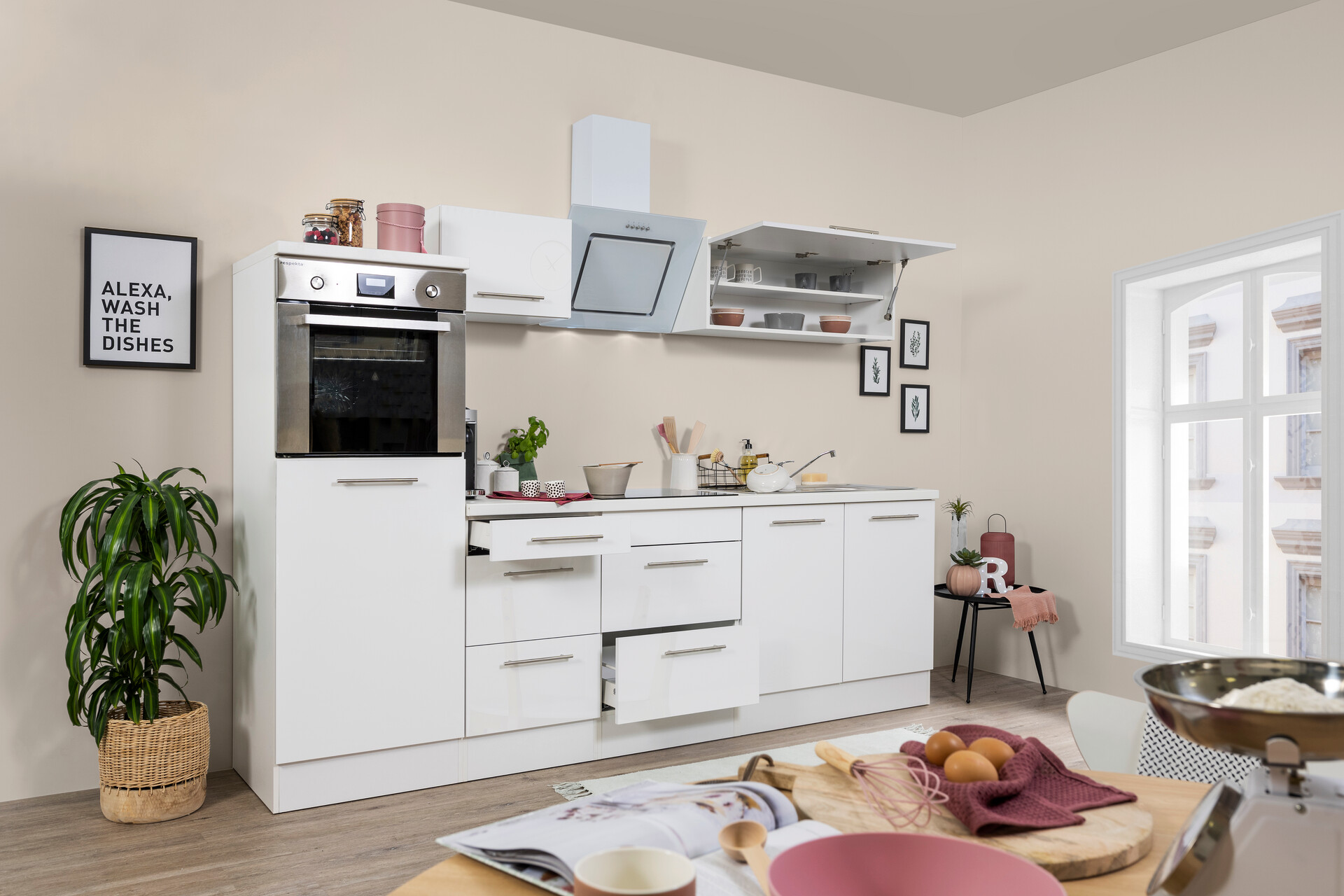 Respekta Küchenblock Amanda weiß Hochglanz B/H/T: ca. 270x200x60 cm