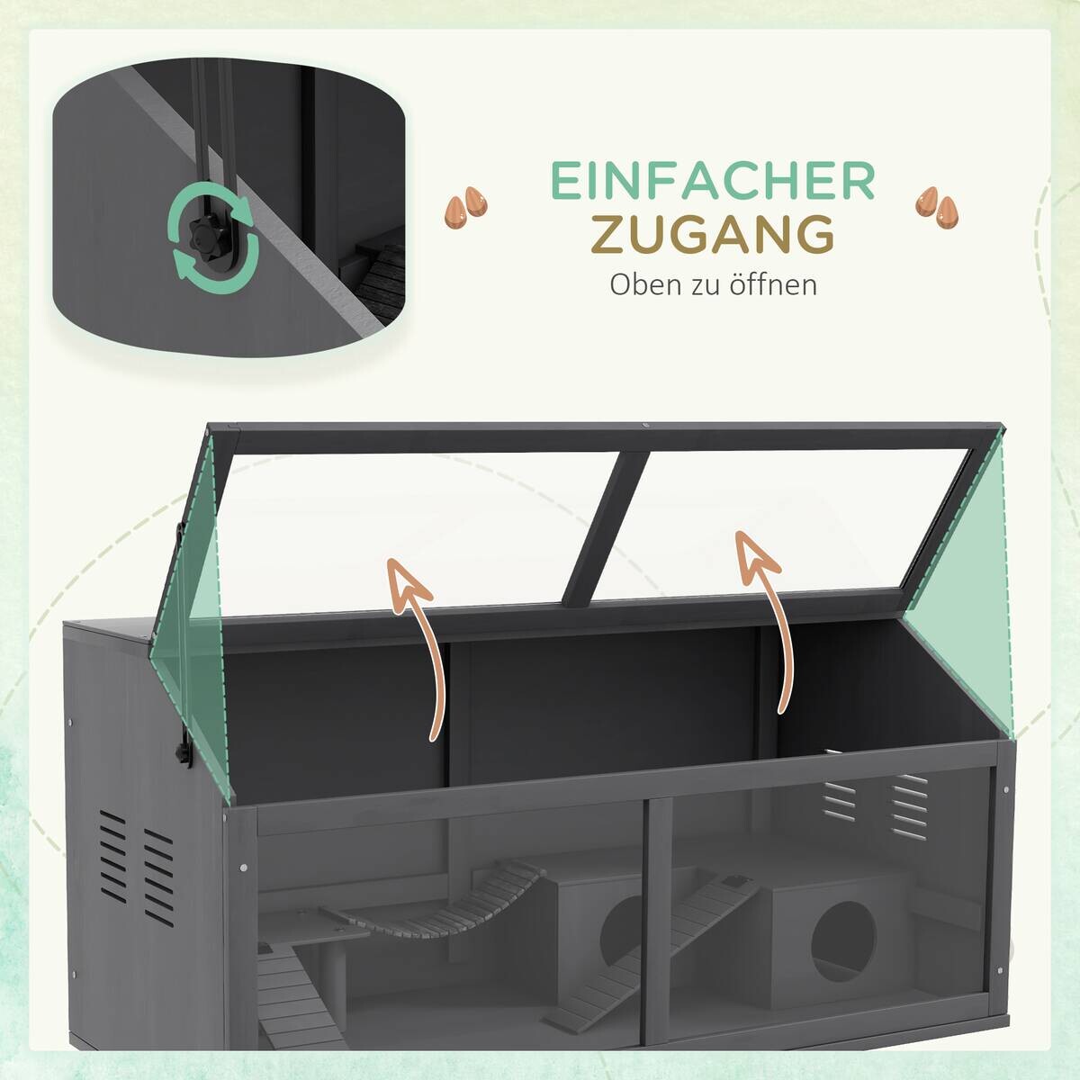 PawHut Tier-Zubehör dunkelgrau Edelstahl B/H/L: ca. 52x100x50 cm