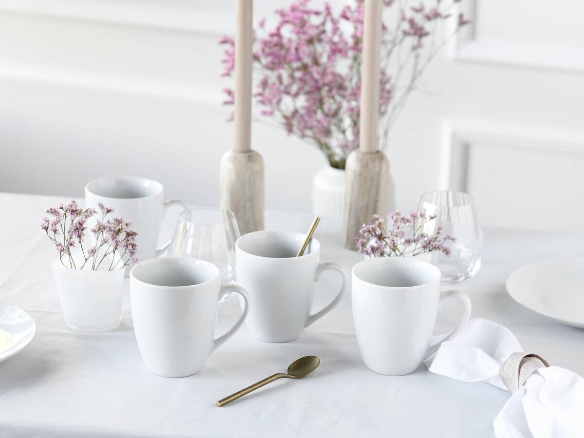 CreaTable Kaffeebecher Luna weiß Porzellan 6 tlg.