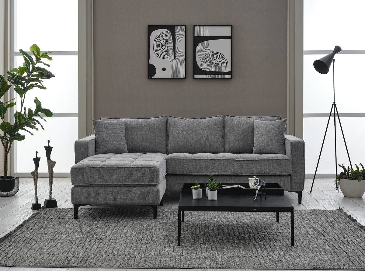 Ecksofa hellgrau Microfaser B/H/T: ca. 238x67x185 cm