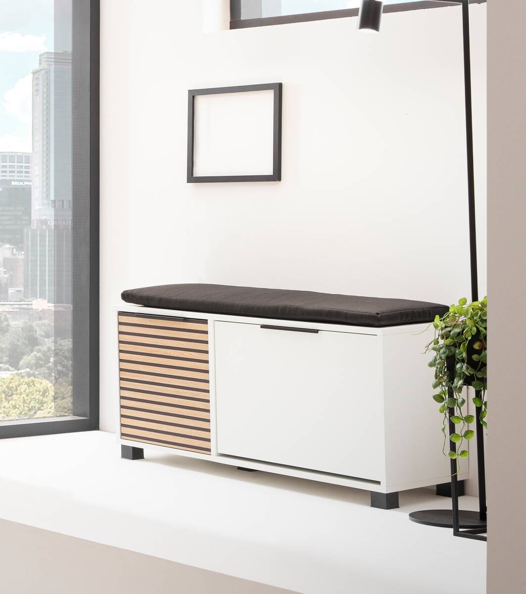 Schuhbank Loft weiß matt B/H/T: ca. 98,4x47,2x33,05 cm