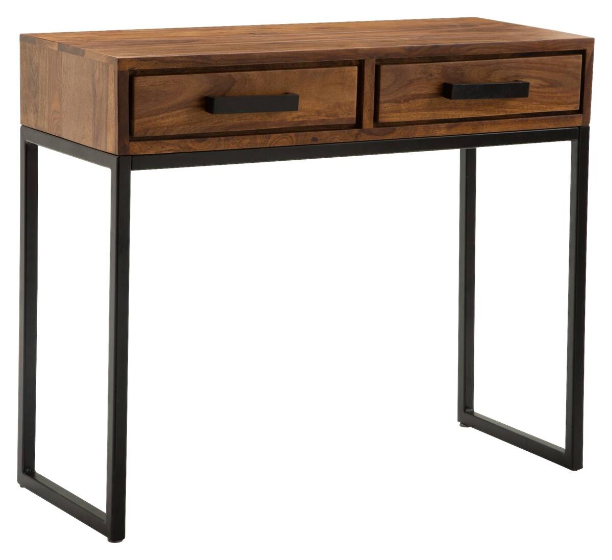 Konsolentisch natur schwarz pulverbeschichtet Echtholz Edelstahl B/H/T: ca. 90x76,5x35,5 cm