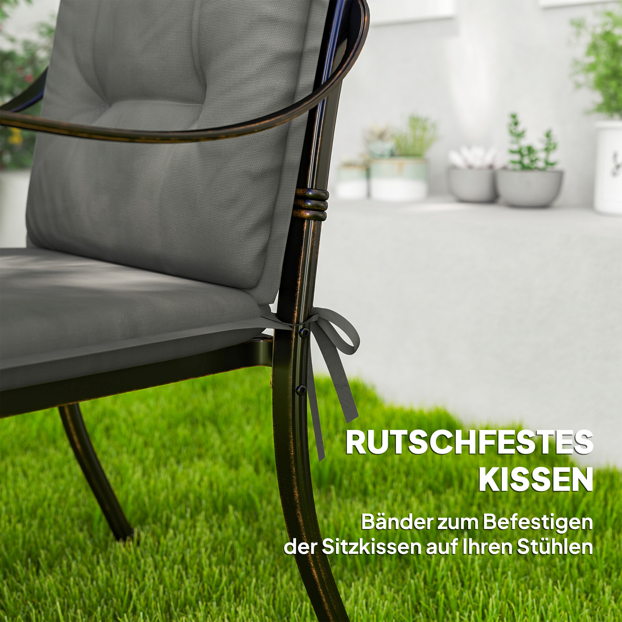 Outsunny Sitzkissen 4er Set hellgrau Polyester B/H/L: ca. 50x5x108 cm