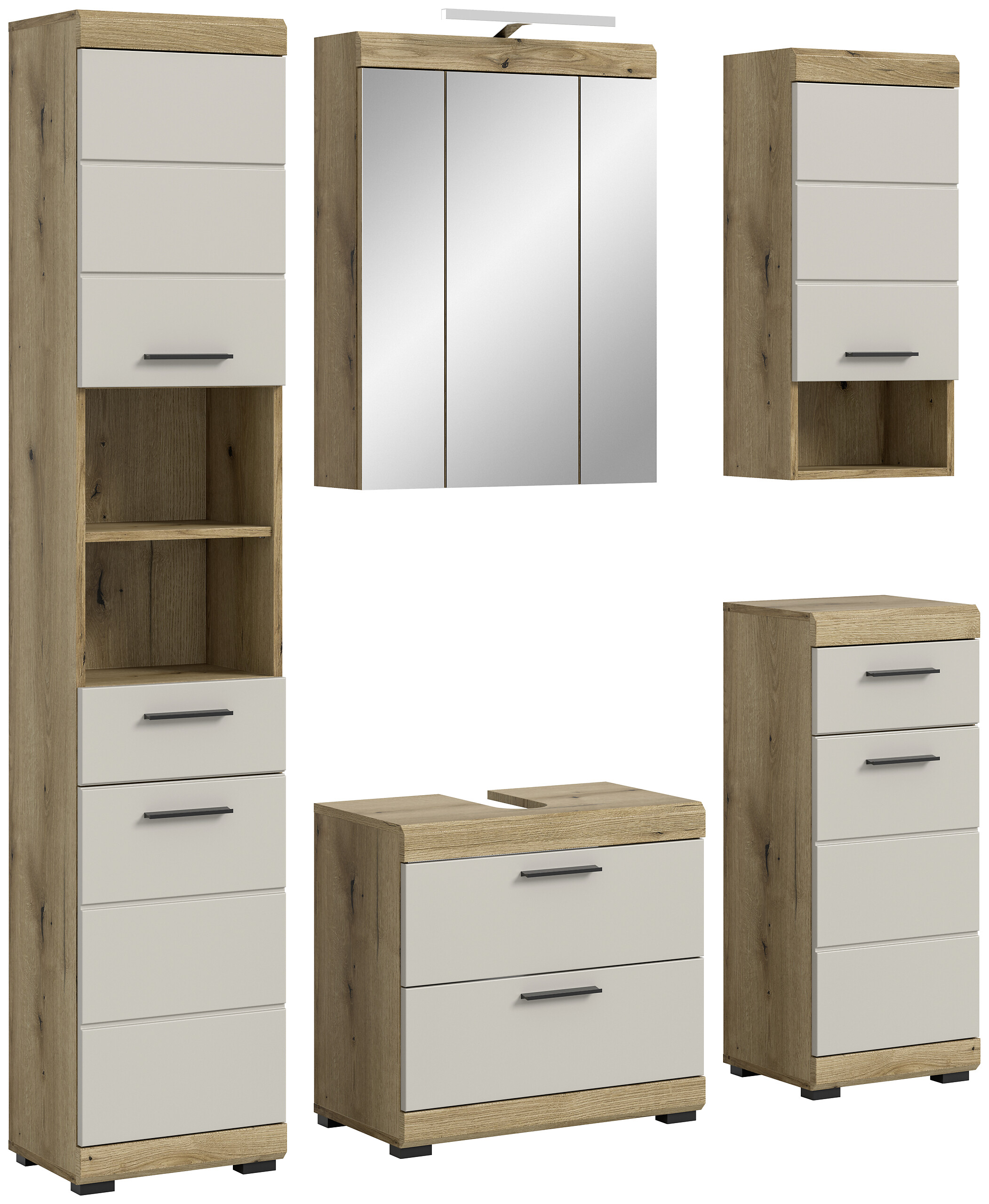 Badezimmer-Set Scout Evoke Oak Nachbildung Kaschmirgrau Nachbildung B/H/T: ca. 164x191x34 cm