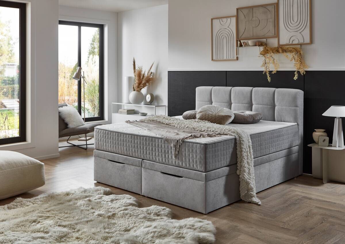 Boxbett Lugano silber Liegefläche B/L: ca. 180x200 cm