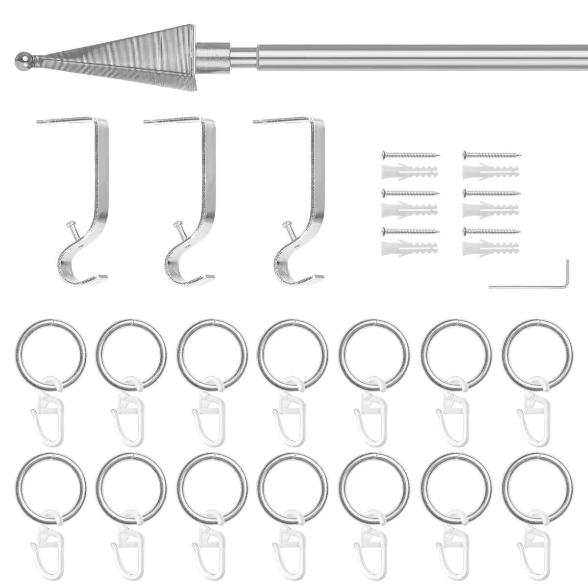 LICHTBLICK Gardinenstange Pyramide Edelstahloptik Metall D: ca. 1,6 cm ausziehbar von ca. 130 bis 240 cm 1.0 Läufe
