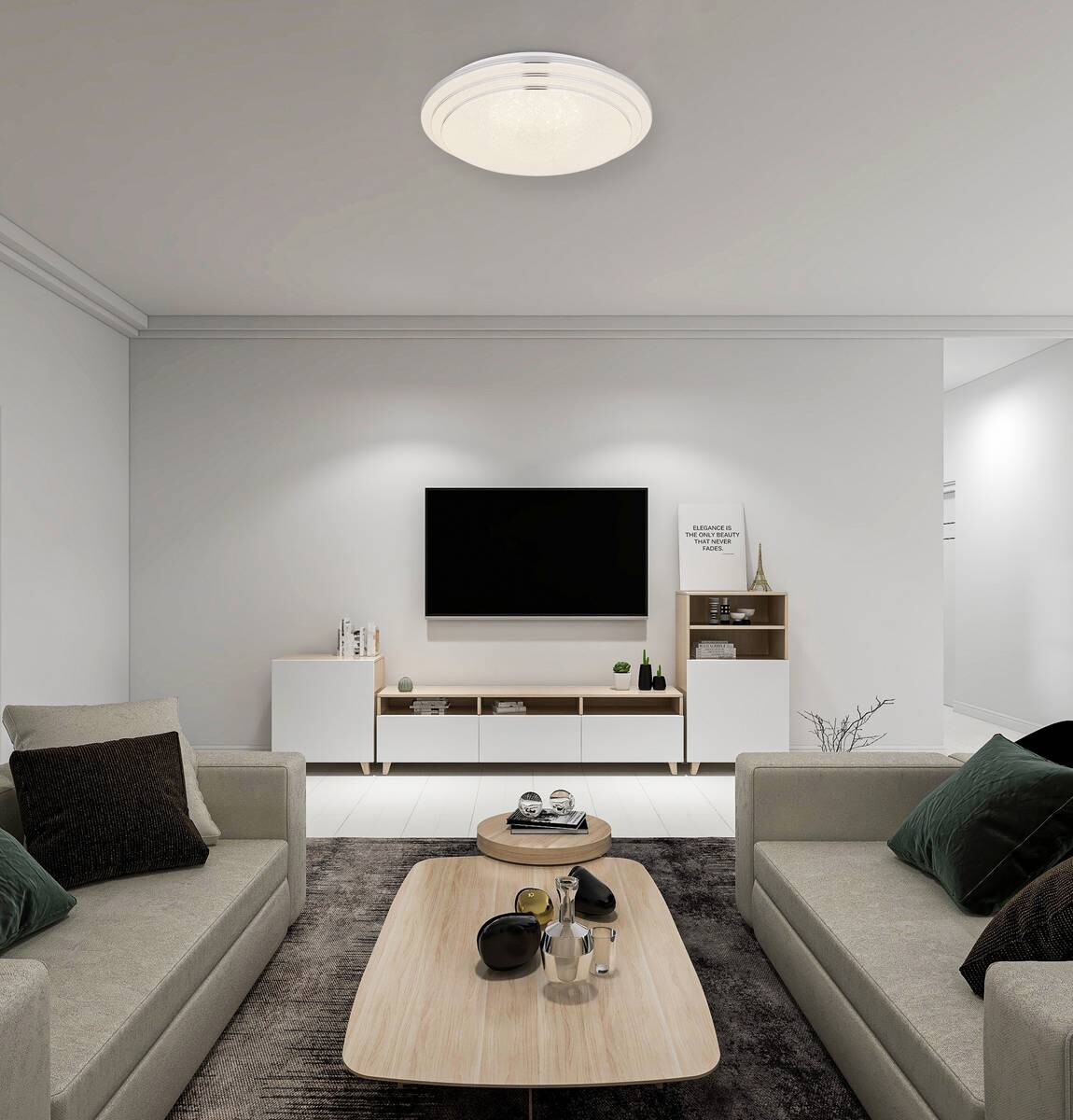 GLOBO Deckenleuchte 48419-18 Aley Opal weiß Metall Acryl H/D: ca. 9,5x40 cm