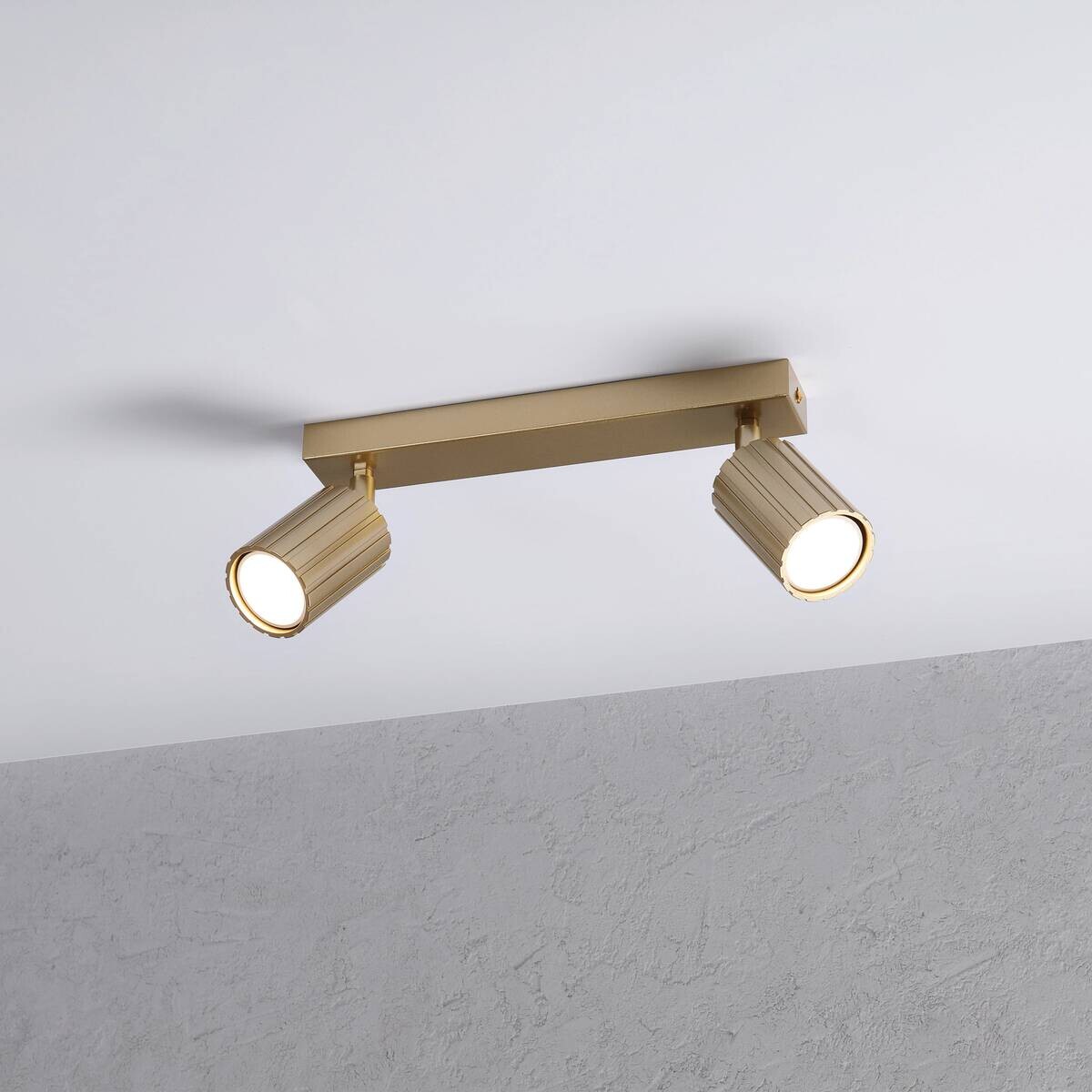 Lamkur Strahler Prisma gold Stahl B/H/L: ca. 6,5x16,5x30 cm 2 Brennstellen