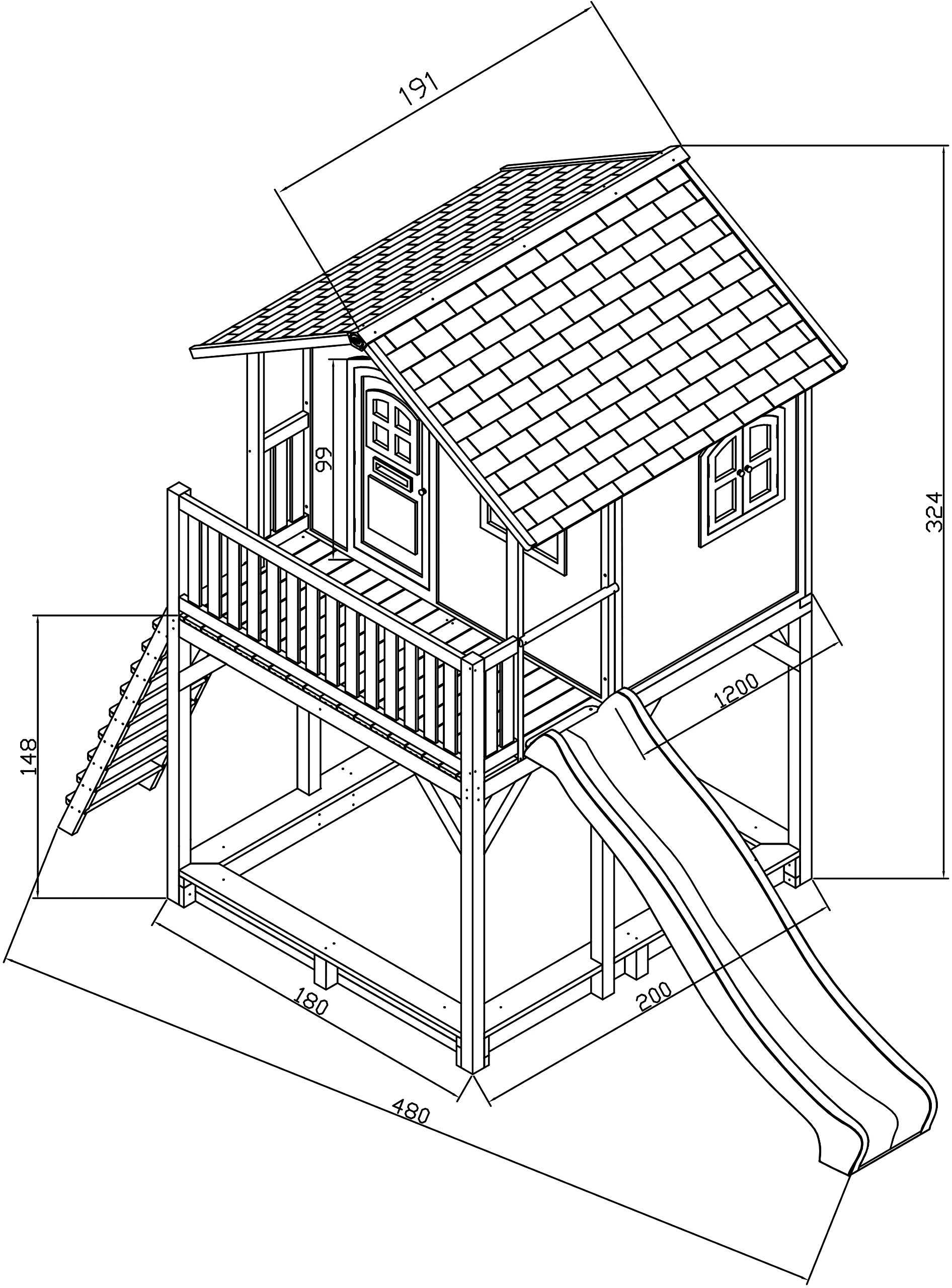AXI Spielhaus Andy braun B/H/L: ca. 480x324x212 cm