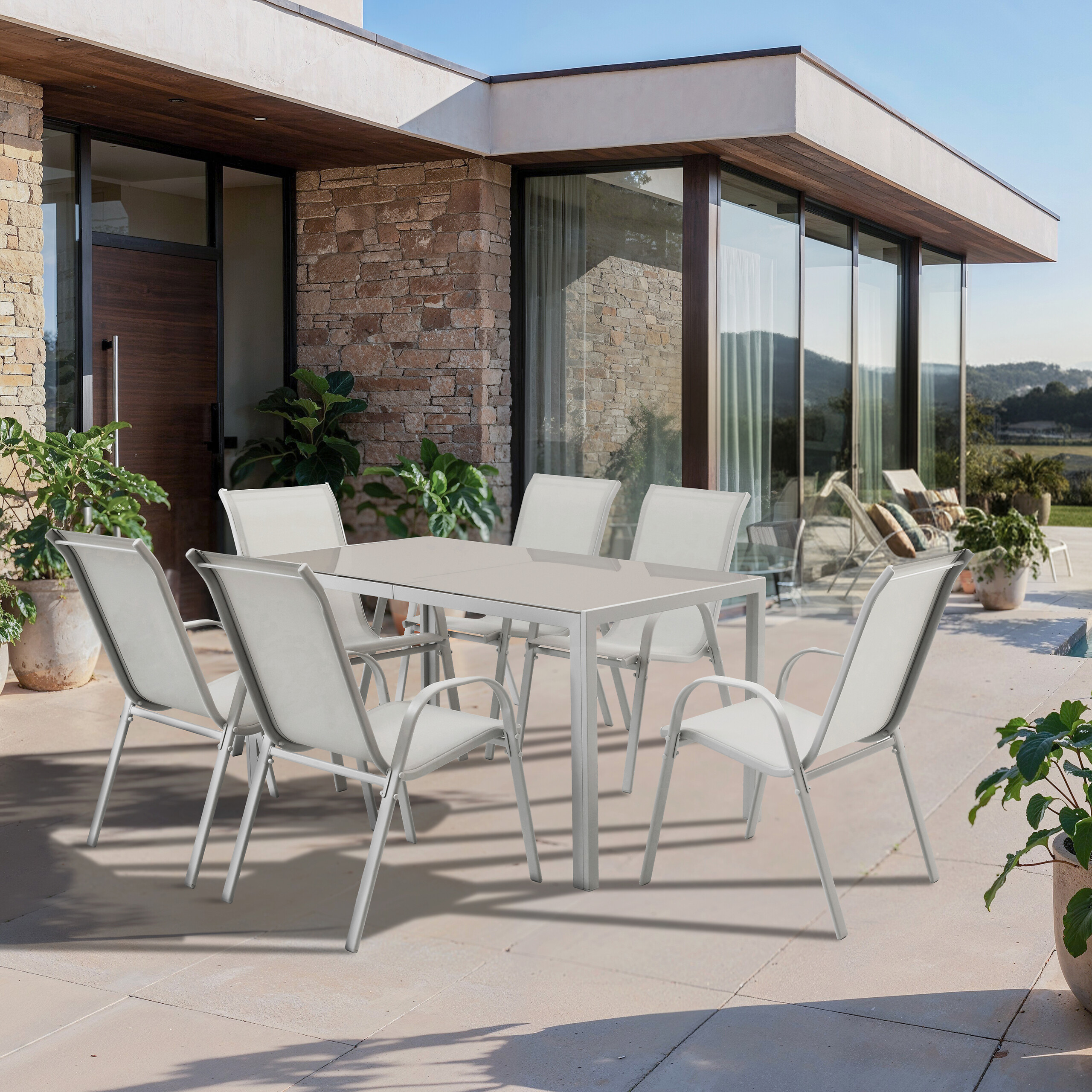 POCOline Gartensitzgruppe Tomar hellgrau Stahl